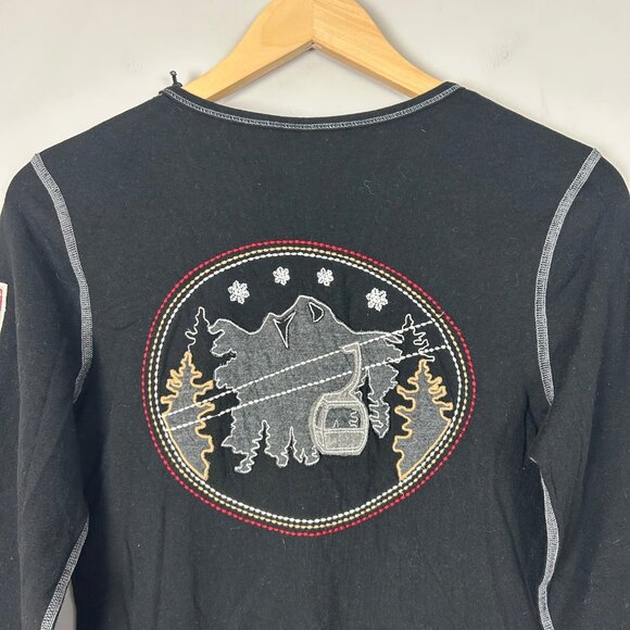 NEW Alp N Rock Black Henley Long Sleeve Top Embroidered Size Medium Women's - Picture 5 of 6